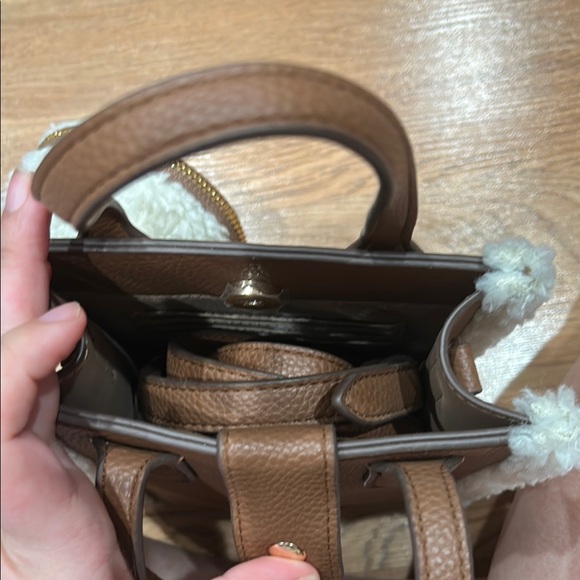 Anne Klein Brown Tote with Cream Shearling Accents - Picture 3 of 4